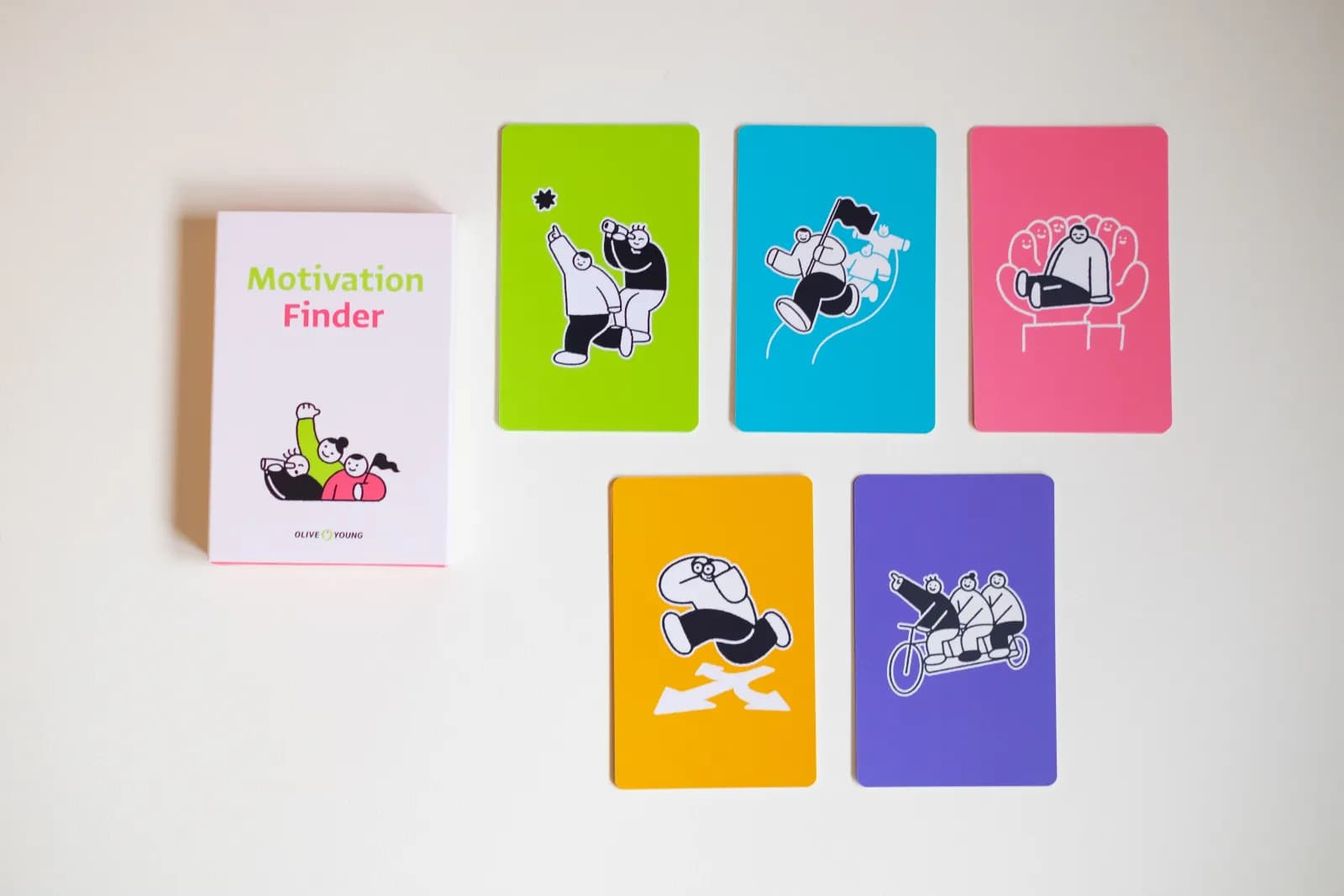 Motivation Finder 박스와 다섯 가지 핵심 가치 카드